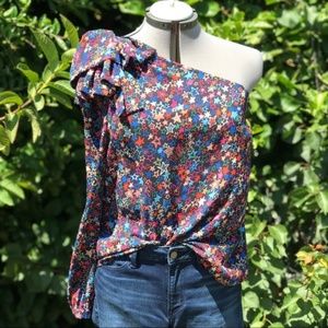 J. Crew One-shoulder top, kaleidoscope star print